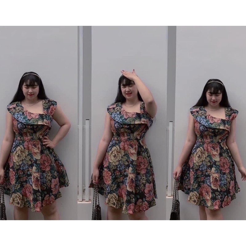 [HCM]Đầm Hoa Cổ U Bigsize 60=>90KG