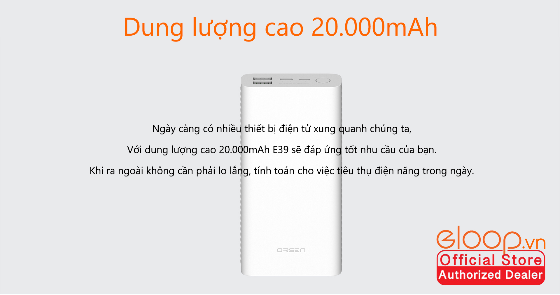 Pin Sạc Dự Phòng ELOOP E39 20.000mAh - Hãng Phân Phối Chính Thức