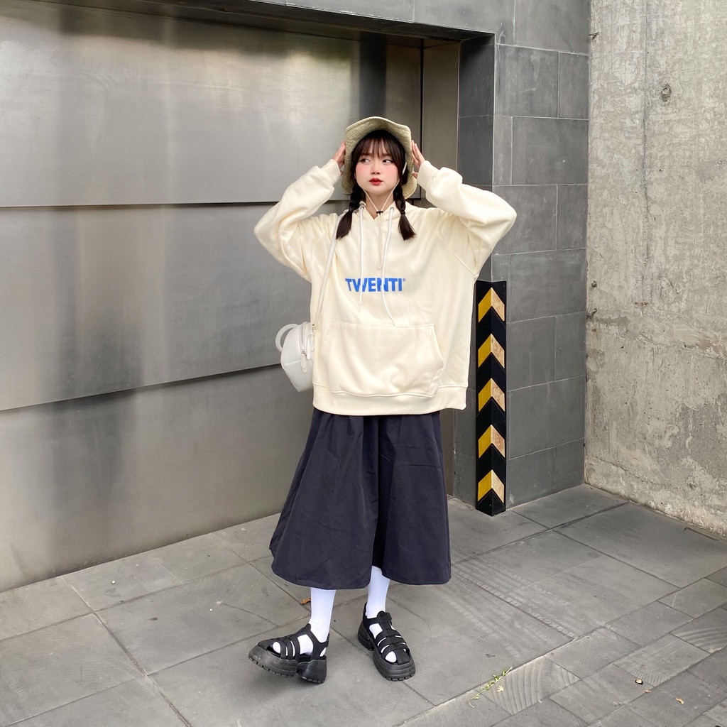 [Nhập RS0822 giảm 30k cho đơn 99k]ÁO HOODIE TWENTI NỈ COTTON TRẮNG KEM BASIC