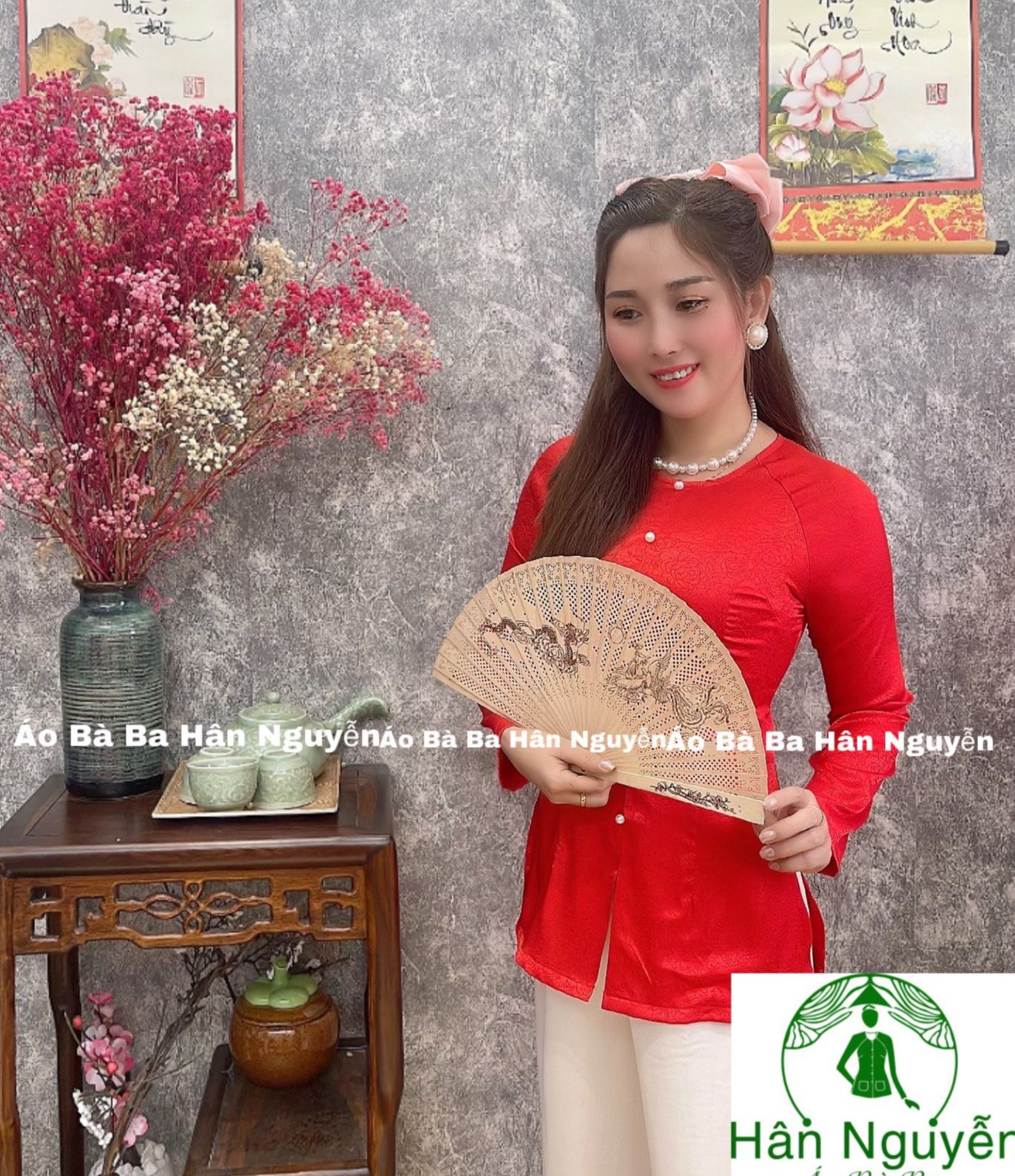 ÁO BÀ BA GẤM DÂY KÉO HOA HỒNG (ÁO LẺ)