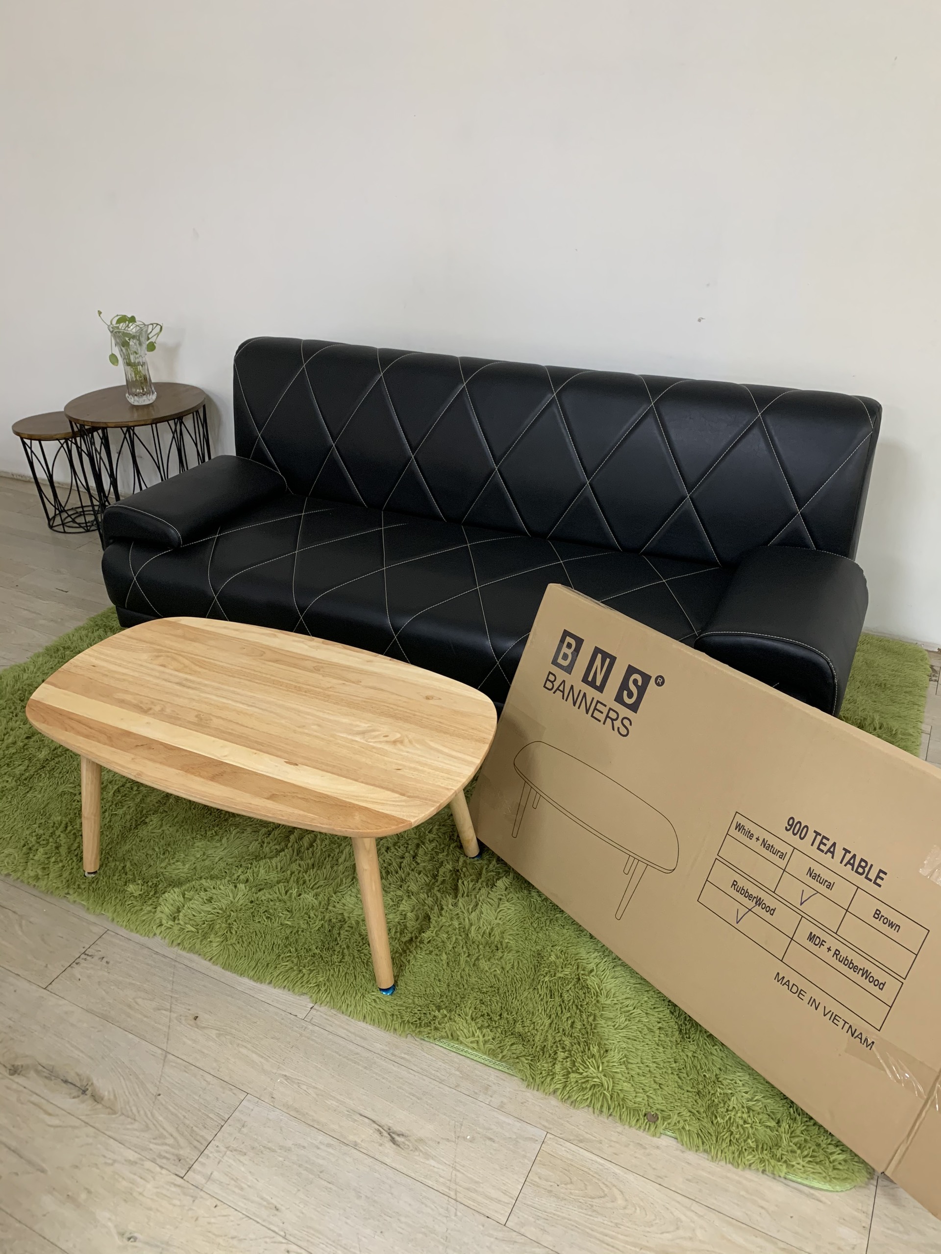 Bàn trà sofa gỗ cao su ghép 90*50*40