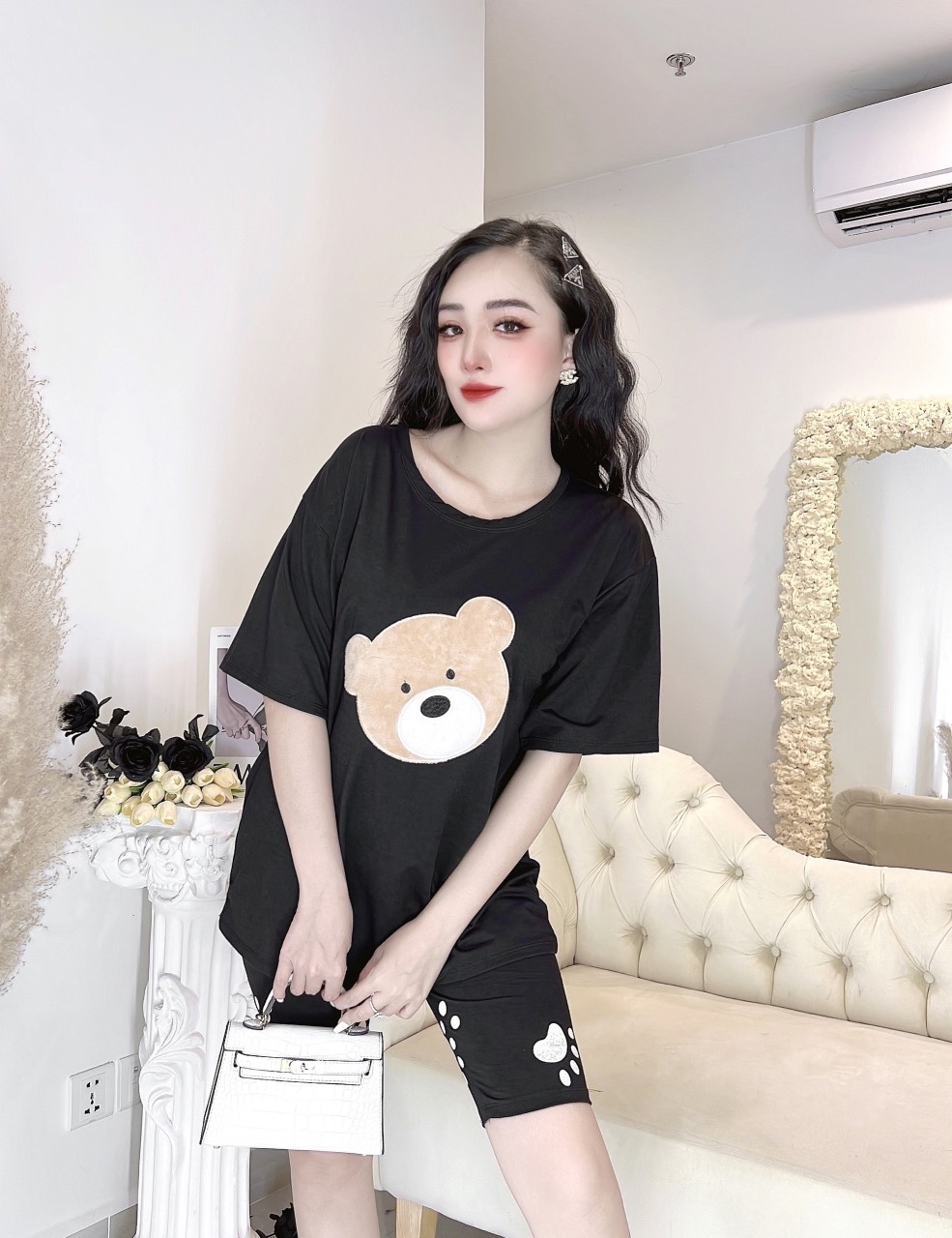 ❤️CÓ BIGSIZE TỚI 85KG❤️ Đồ bộ nữ quần lửng legging thun cotton co giãn Set đồ bộ nữ gấu mặc nhà dễ thương bigsize  B03