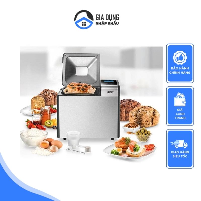]máy làm bánh mì unold 68415, máy làm bánh mì đa năng tại nhà với 11 chương trình làm bánh tự động, dễ dàng điều chỉnh trên màn hình lcd, bảo hành 12 tháng