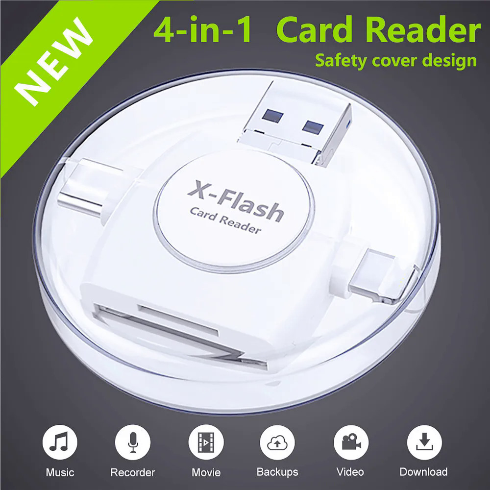 Lightning Card Reader SD TF USB C to MicroUSB Multi Card readers 4in1 Type-C Flash Drive For  7 8 11 12 13 X XR MAX
