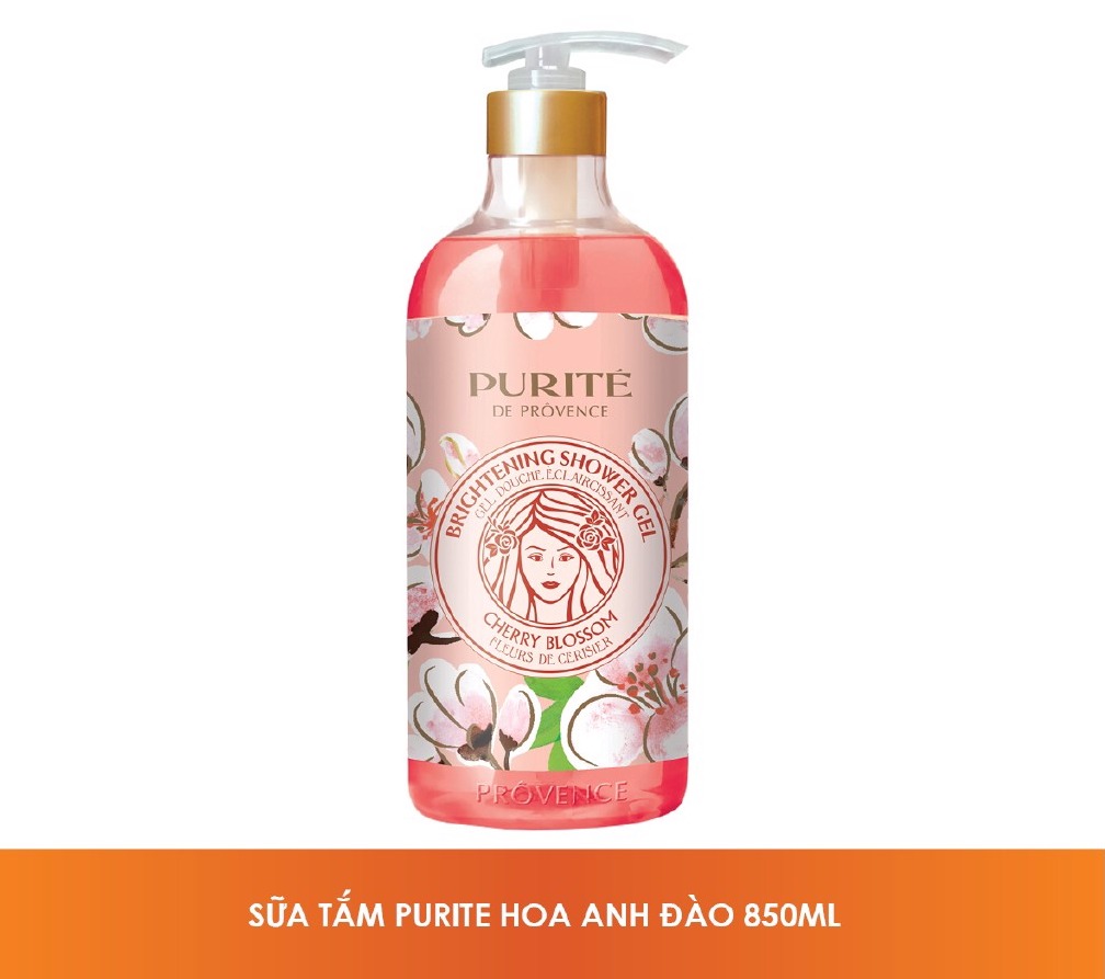Sữa tắm Purite by Provence hoa Anh Đào chai 850ml