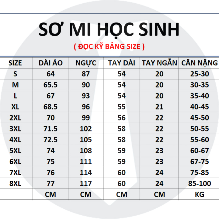 HOÀN TIỀN 15% - Áo sơ mi nam trắng đi học sinh tay ngắn và dài cấp 2 và 3 vải kate hàng tiêu chuẩn vạc ngang