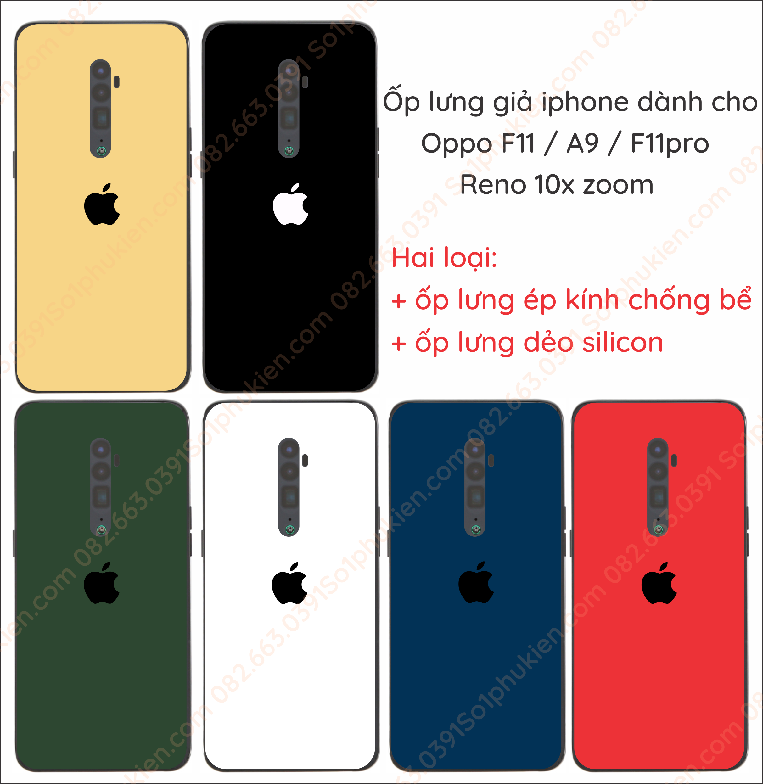 Ốp lưng giả iPhone cho Oppo f11 / a9 / f11 pro / reno 10x zoom lưng bóng đẹp