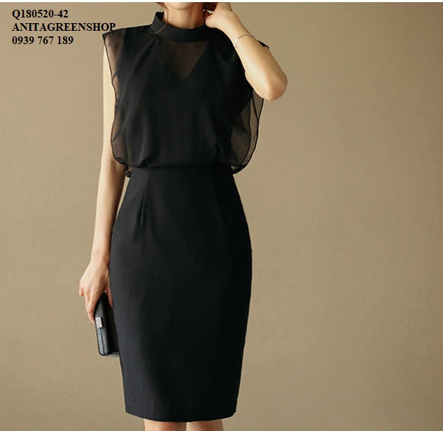 Q180520 đầm cong sở phối voan