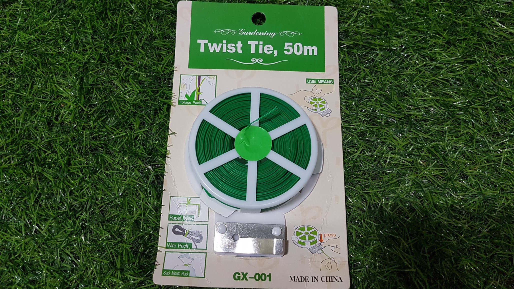 Dây kẽm xanh twist tie có lưỡi cắt chuyên buộc lan và buộc đồ gia dụng 1cuộn dài 50met