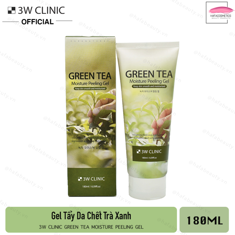 Gel Tẩy Tế Bào Chết Trà Xanh 3W Clinic Green Tea Moisture Peeling Gel 180ml