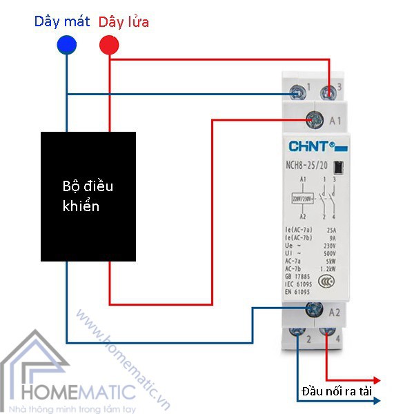 khởi động từ 1 pha CHINT NCH8 25A/220v Contactor bảo vệ thiết bị động cơ quá tải kết hợp với công tắc hẹn giờ (Xám)