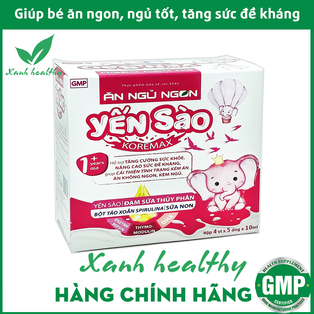 Yến Sào Ăn Ngon Gold - bổ sung yến sào tự nhiên, vitamin và khoáng chất  giúp bé ăn ngon, tăng cường tiêu hóa, nâng cao sức đề kháng hiệu quả- - Hộp 20 ống  - XANH Healthy Hàng chính hãng