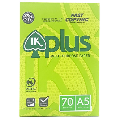 Giấy photocopy A5 IK Plus 70gsm ( 500 TỜ)