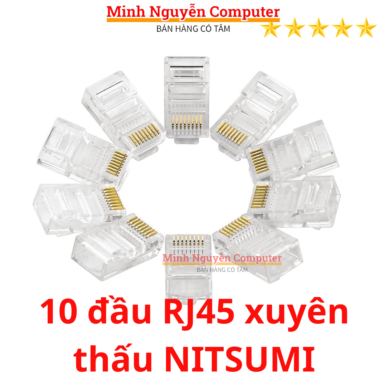 Hạt đầu mạng RJ45 xuyên thấu NITSUMI - Dùng bấm đầu cho dây mạng cat5 cat5E Cat6 Cat6E