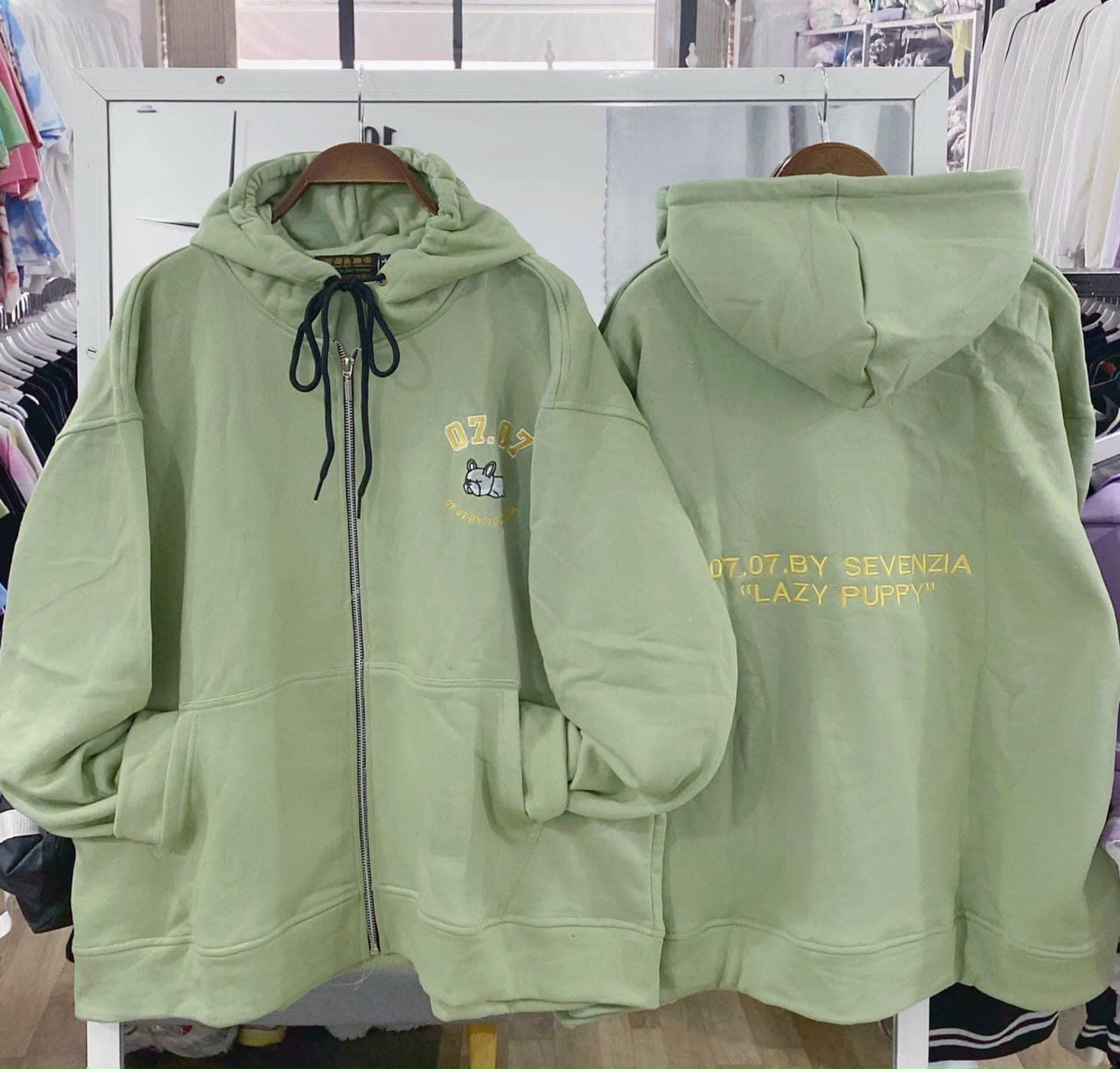 [ Viddeo , Ảnh Thật ] Áo khoác nỉ cún 07 thêu sắc nét cute - vải nỉ ngoại dày mịn , form rộng Unisex Nam Nữ Couple Đều Mặc Được - áo hoodie - áo khoác hoodie