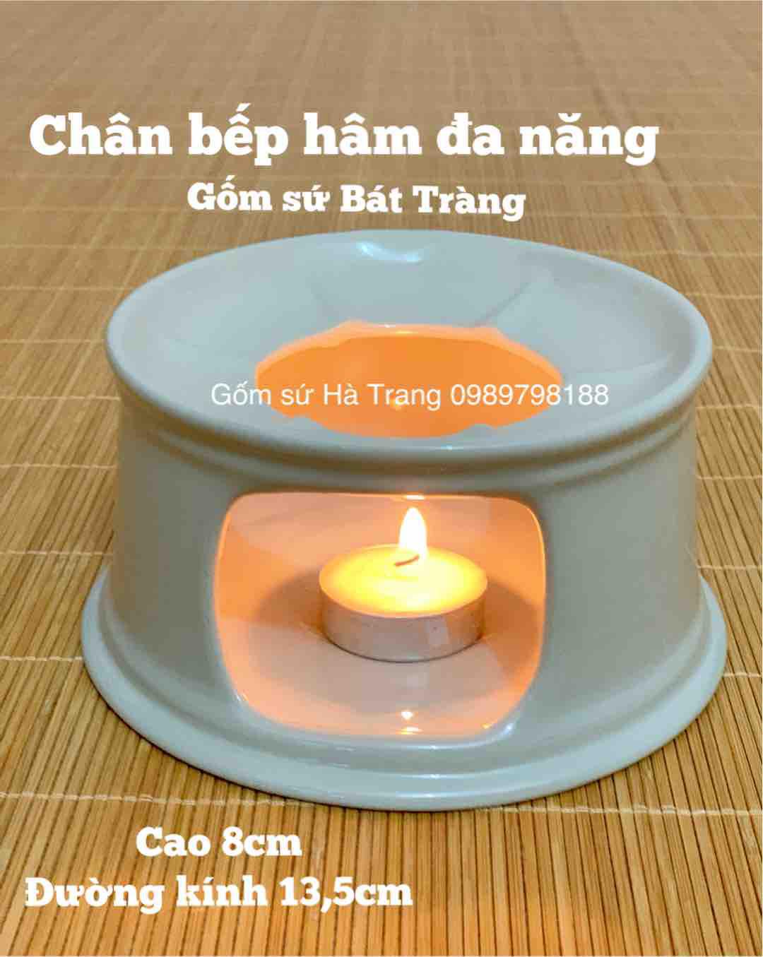 Chân bếp hâm nóng bình trà hoặc đồ ăn chất liệu gốm sứ Bát Tràng cao cấp