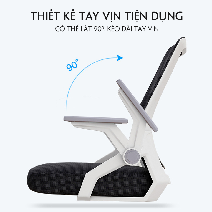 Ghế công thái học Ergonomic, ghế làm việc văn phòng đệm cao su cao cấp ngả lưng thư giãn