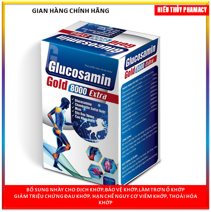 Viên uống bổ xương khớp Glucosamin Gold 8000 Extra Giảm đau nhức mỏi xương