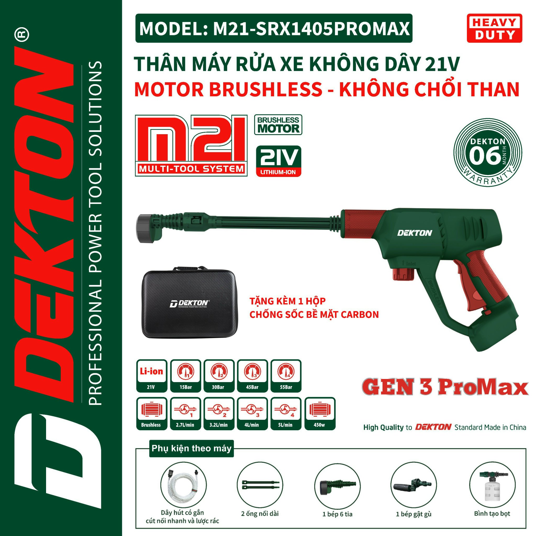 M21-srx1401plus / m21-srx1405promax / máy xịt rửa xe dùng pin dekton 21v / motor không chổi thang / chân pin phổ thông makita / bản nâng cấp / gen 2 / gen 3