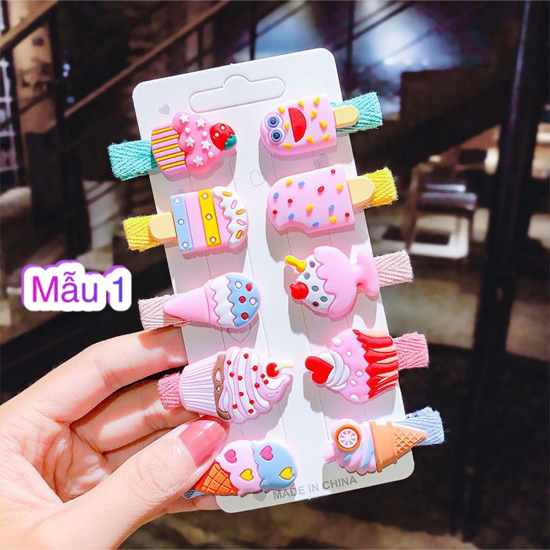 Set 5 kẹp tóc CÂY KEM cực xinh xắn dễ thương phong cách HQ cho bé yêu - Z11