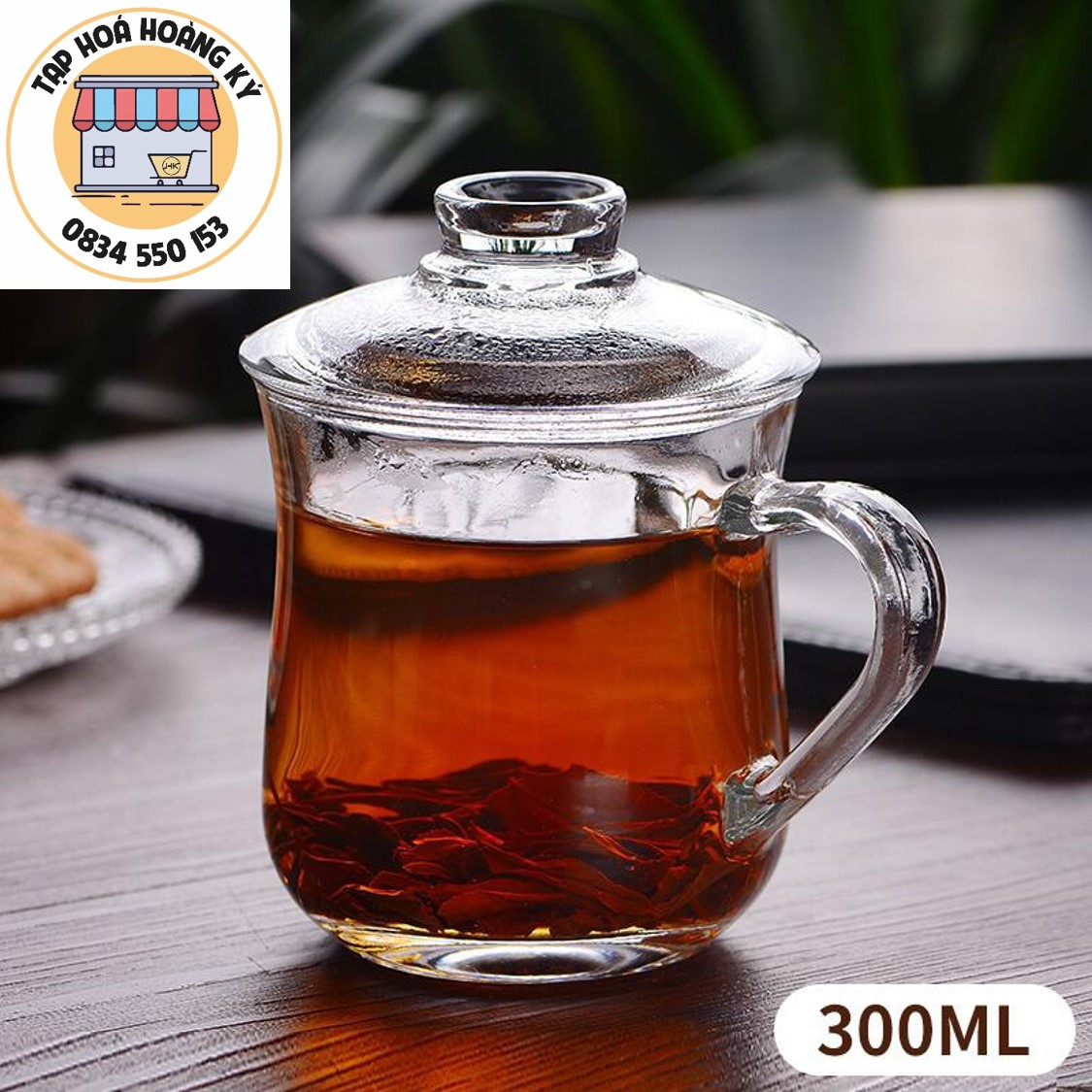Ly thủy tinh DELI có nắp đậy cao cấp