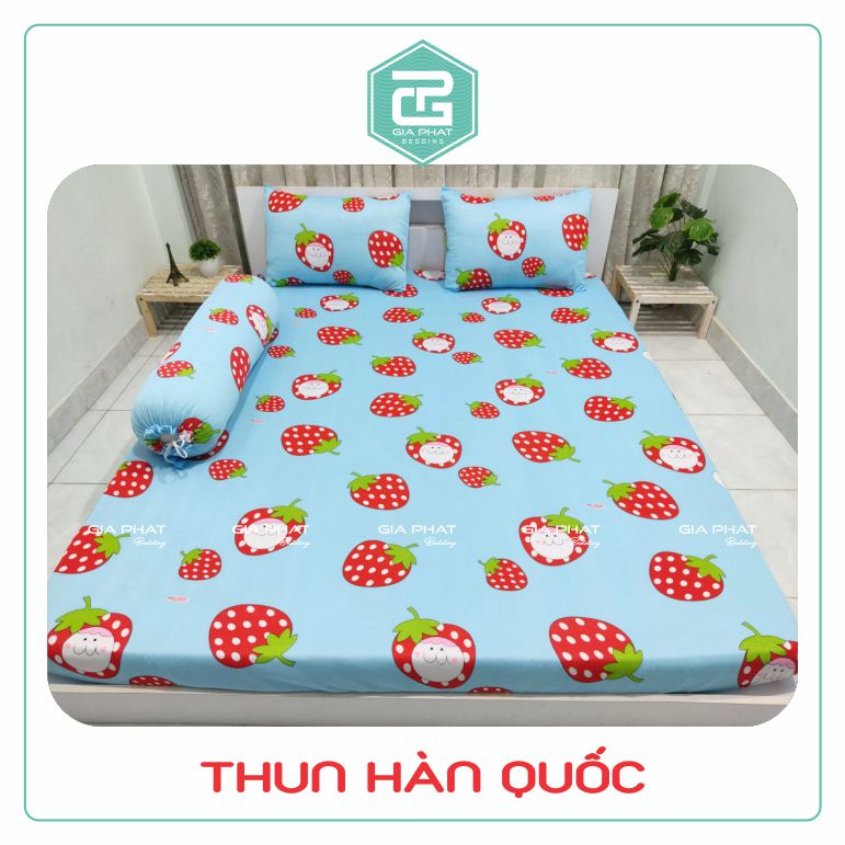 Bộ ga gối Thun Lạnh Hàn Quốc { 4 món : 1 ga bọc + 2 vỏ gối nằm + 1 vỏ gối ôm }