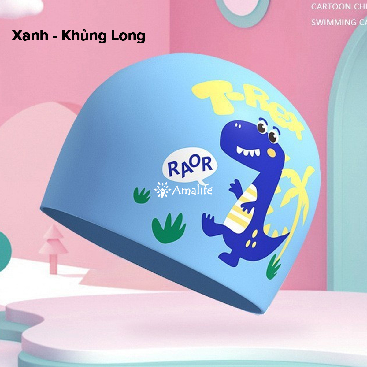 Mũ bơi trẻ em silicone trơn từ 3-11 tuổi - chọn màu siêu co giãn, nón bơi trẻ em siêu bền, chống thấm nước chính hãng amalife