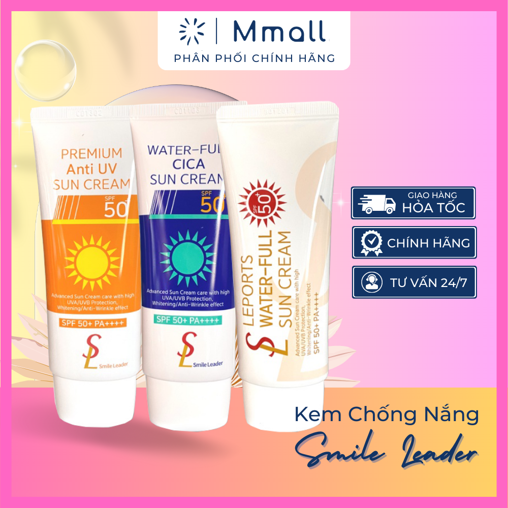 Kem chống nắng cho da mặt Hàn Quốc Smile Leader Sun Cream SPF50+ nâng tone cho da dầu mụn và da khô SL chính hãng 60ml