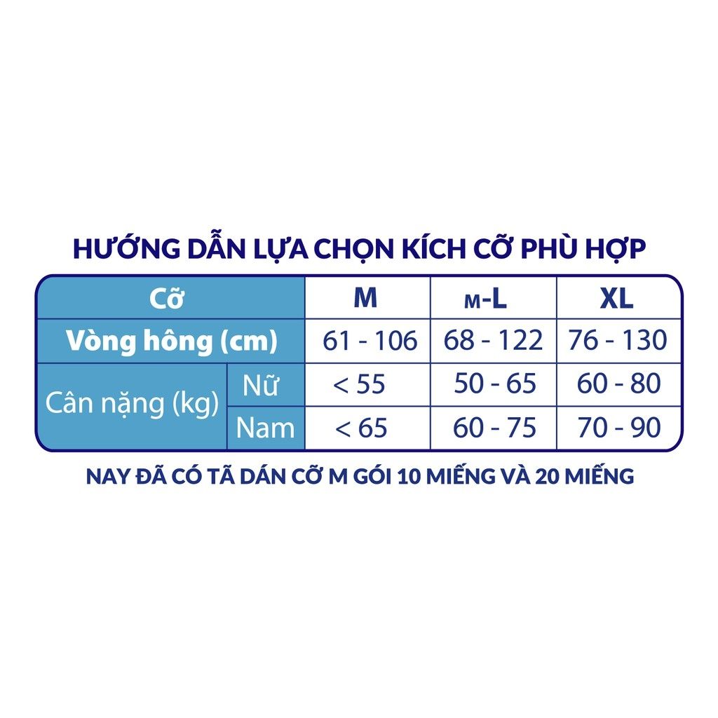 Tã dán người lớn Caryn M10, L10, XL10