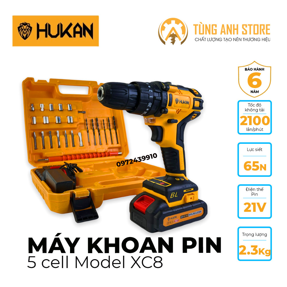 Khoan Pin Hukan XC8  Không chổi than Hukan 21v