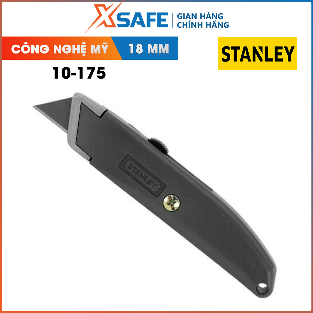 Dao rọc cáp 18x156mm STANLEY 10-175 lưỡi dao được làm từ hợp kim thép Dao rọc Stanley được thiết kế kích thước nhỏ gọn vừa tay