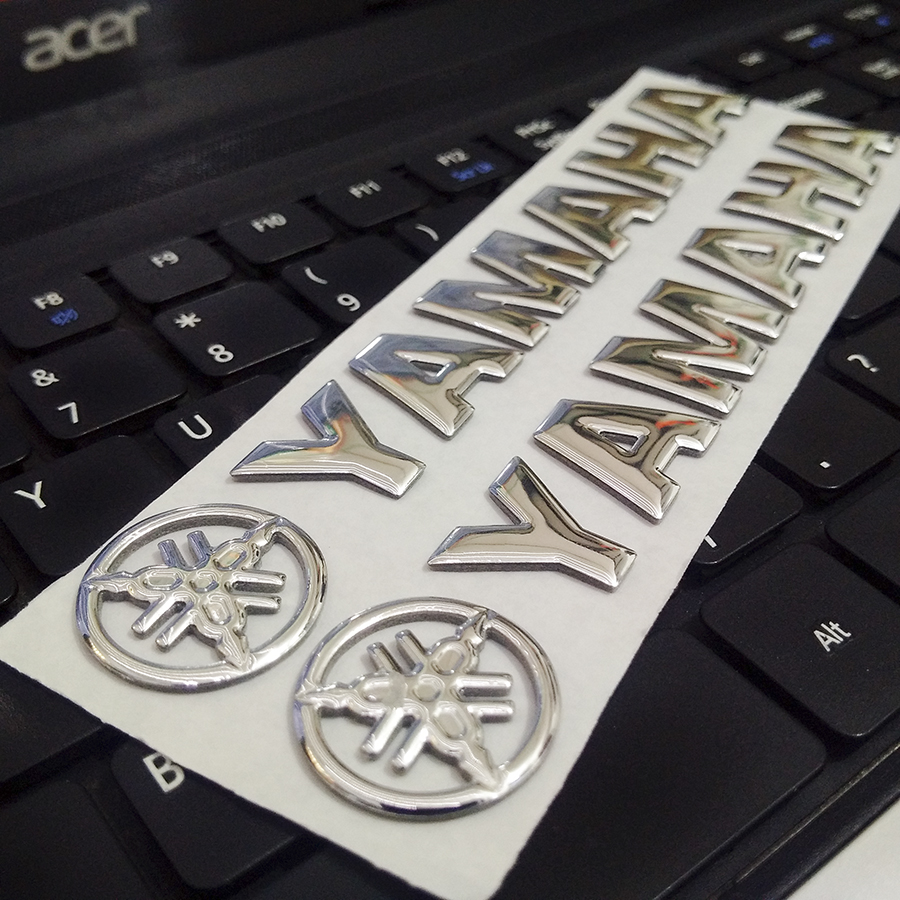 Cặp tem YAMAHA 3D Nổi - YA Bạc