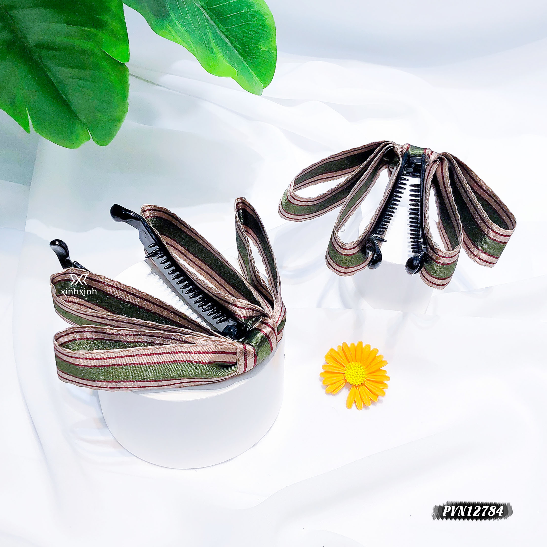 Kẹp tóc, cặp tóc dọc làm phồng nơ kẻ rủ - Xinh Xinh Accessories