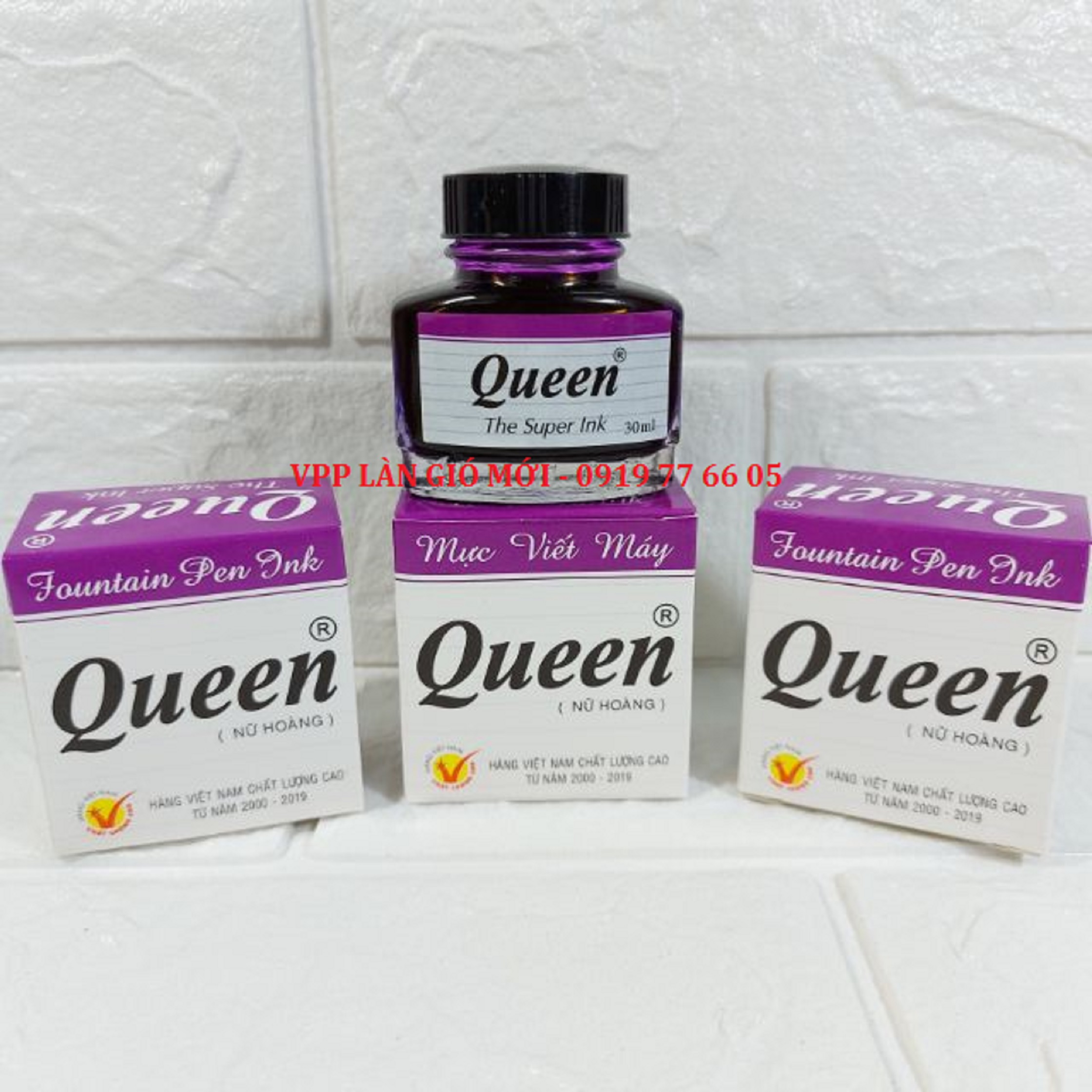 Mực Queen Tím - Mực bút máy Queen lọ 30ml VPP Làn Gió Mới