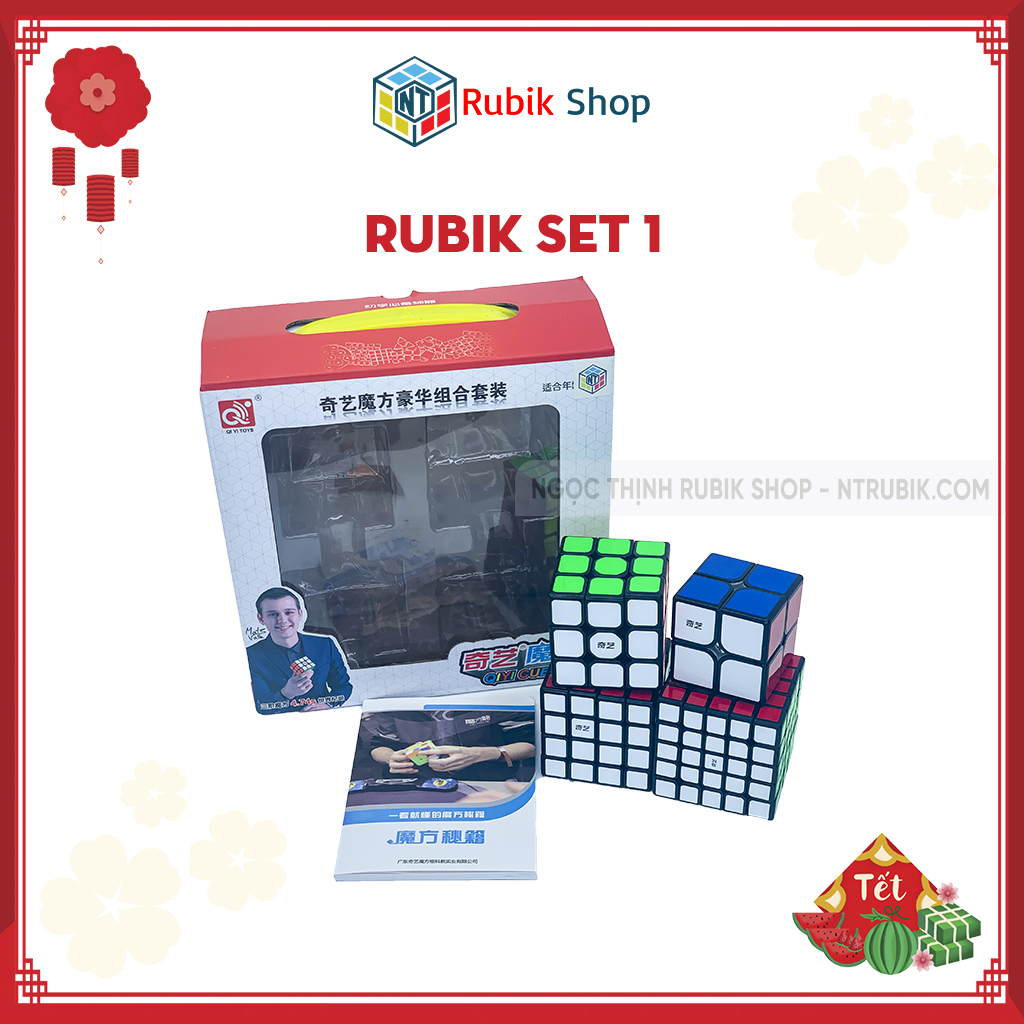 Set 1 /Combo 4 Rubik (Qidi 2x2Sailing 3x3Qiyuan 4x4 Qizheng 5x5)- QiYi Gift Box