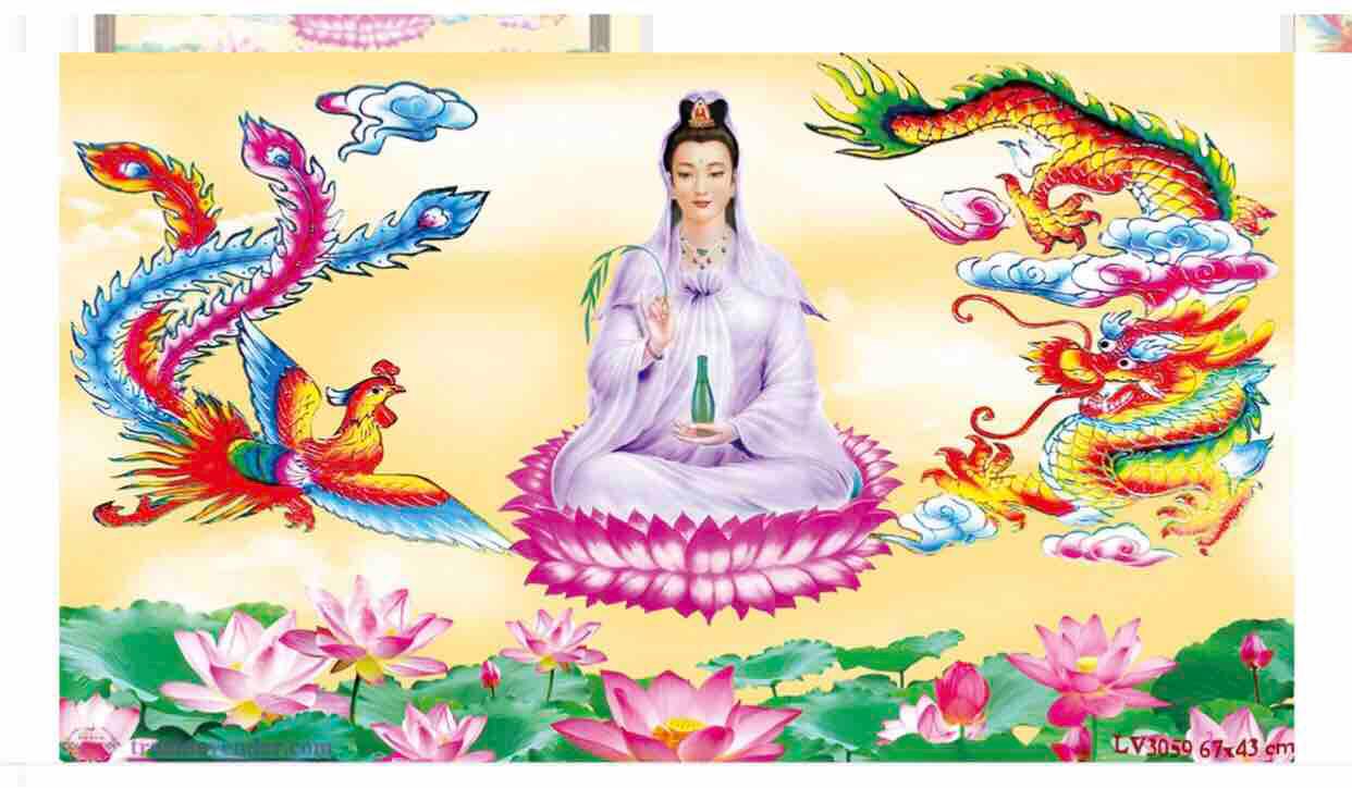 [HCM]Tranh thêu phật quan âm kt 67x43 cm