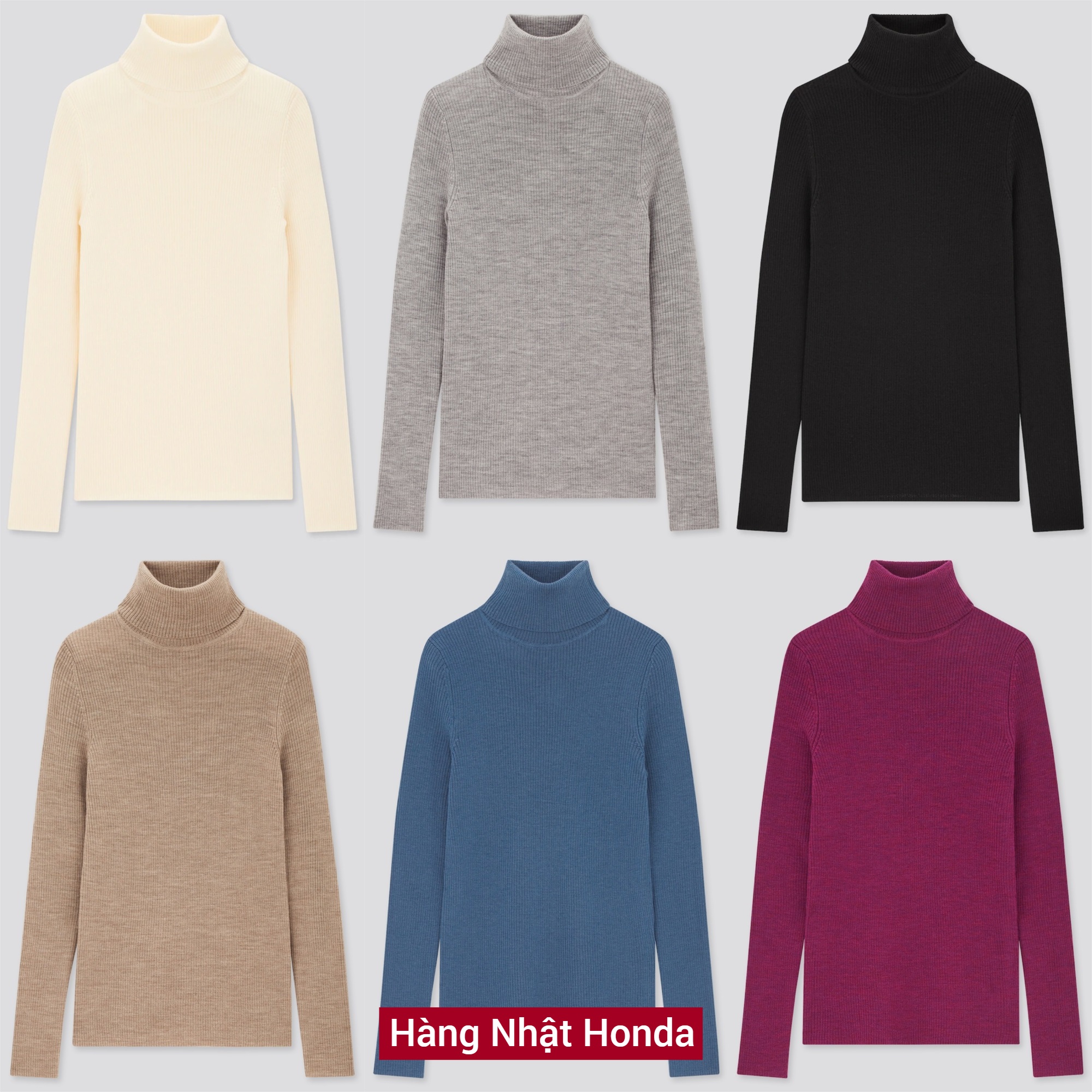 [Auth UniqIo] Áo Len Ôm Dáng Cổ Lọ Siêu Mịn Merino Nữ - Tag Nhật