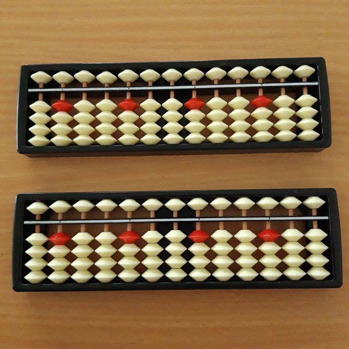 Bàn Tính SOROBAN, Bàn Tính Gẩy 13 Cột - Màu Trắng Đỏ, Cho Trẻ 5-10 Tuổi