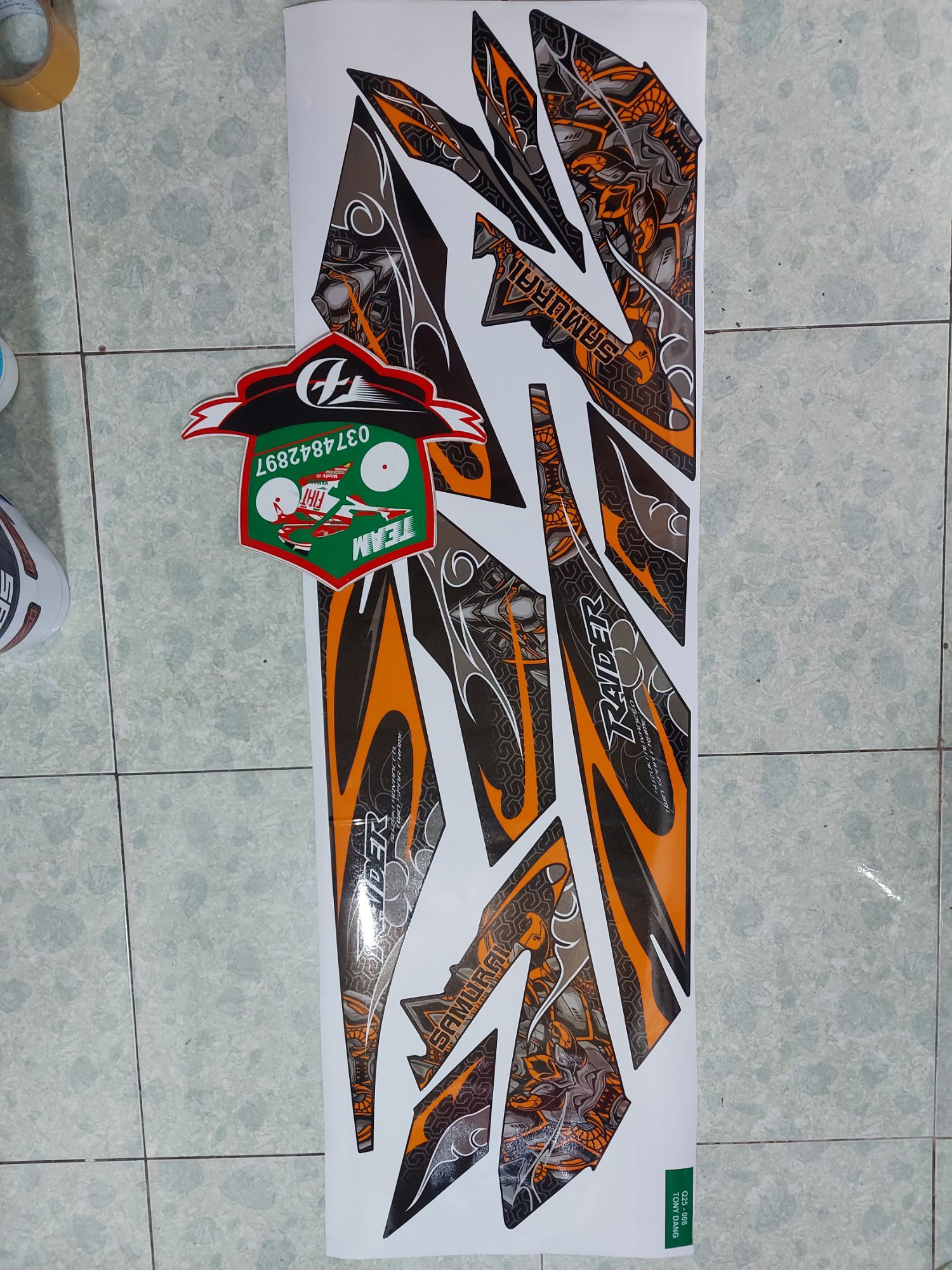 [HCM]Tem xe raider - satria .mẫu tem rời cam đen đẹp