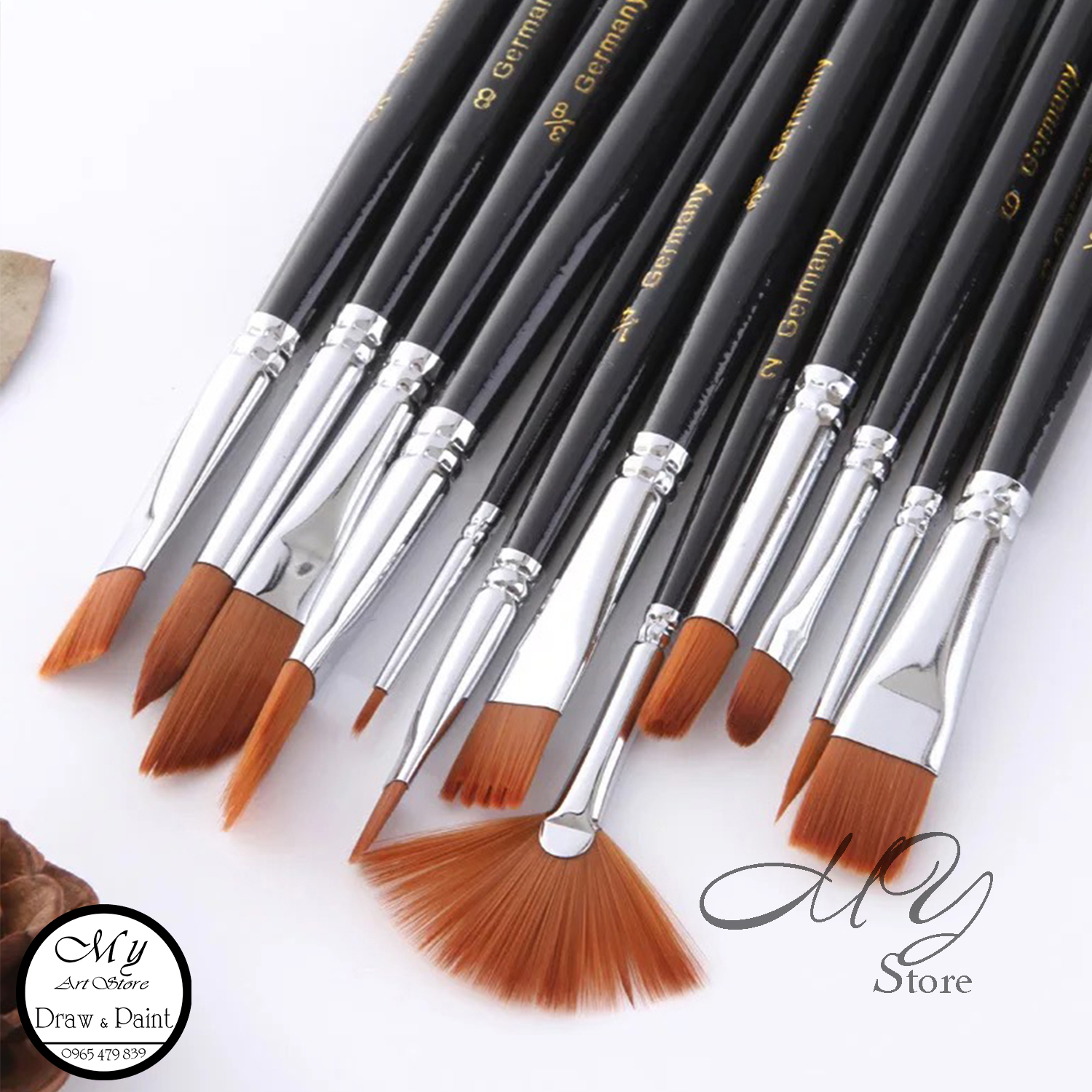 Bộ cọ vẽ Acrylic. Sơn dầu nhiều đầu (12 cây)