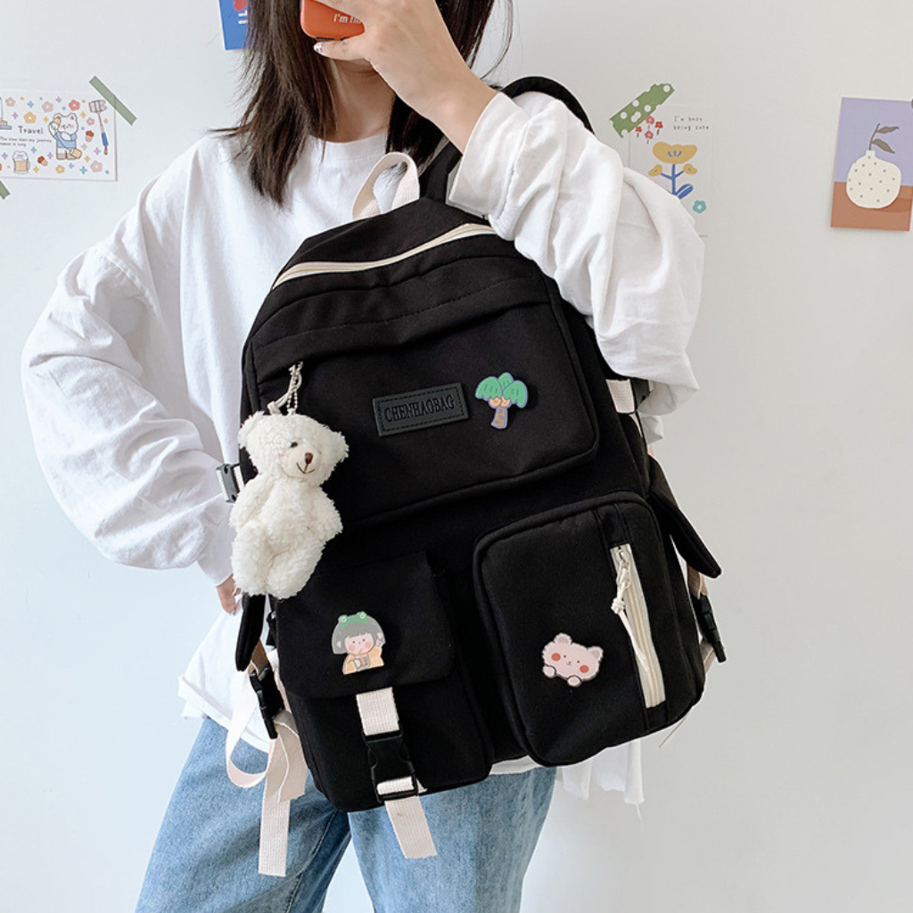 Balo Ulzzang Hàn Quốc balo đi học cặp sách nam nữ thời trang nữ basic cặp chống nước ETER BAG BL05
