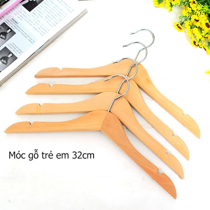 Móc Gỗ Cao Cấp KTN 32cm trẻ em ( Bộ 10 móc )