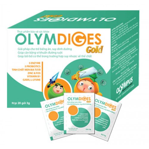 Olymdiges Gold - Hỗ trợ giảm biếng ăn, kích thích tiêu hóa, giúp cân bằng hệ vi sinh đường ruột cho trẻ (Hộp 20 gói)