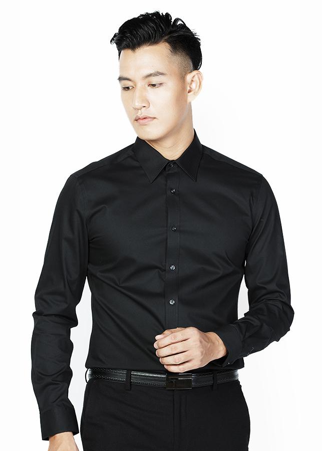 Sơ mi lụa trơn (đen) lịch lãm