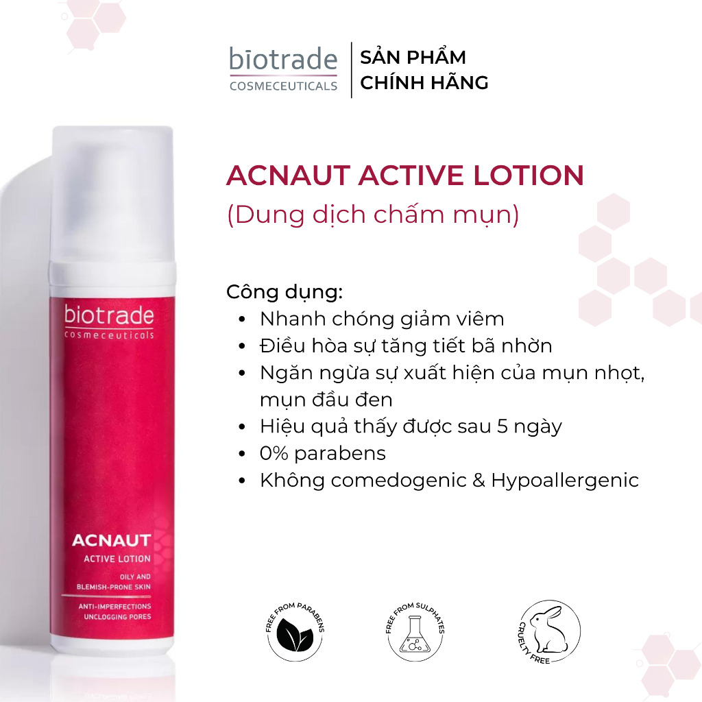 [CHÍNH HÃNG] Lotion Chấm Mụn Sưng, viêm Biotrade Acnaut Active Lotion 10ml, 60ml