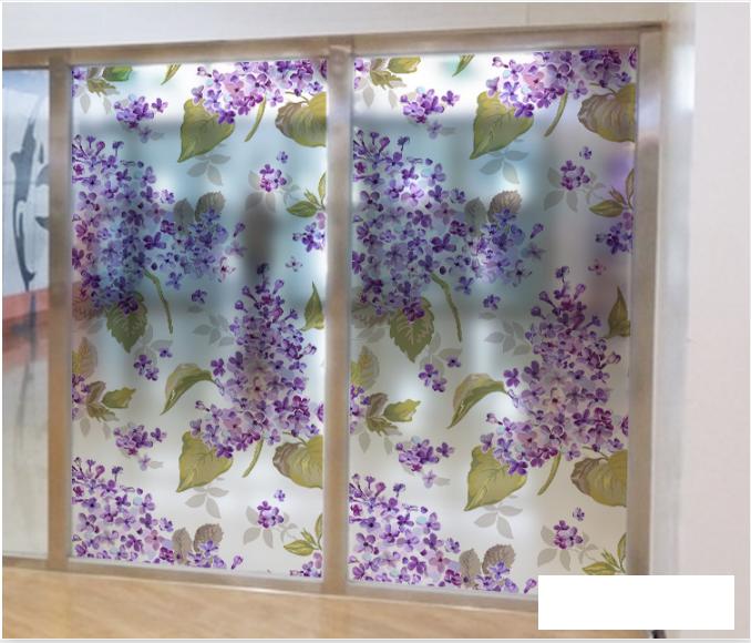 [HCM]Decal Dán Kính Cao Cấp -  Hoa Sơn Trà Tím ( 60x116 )-DK1063
