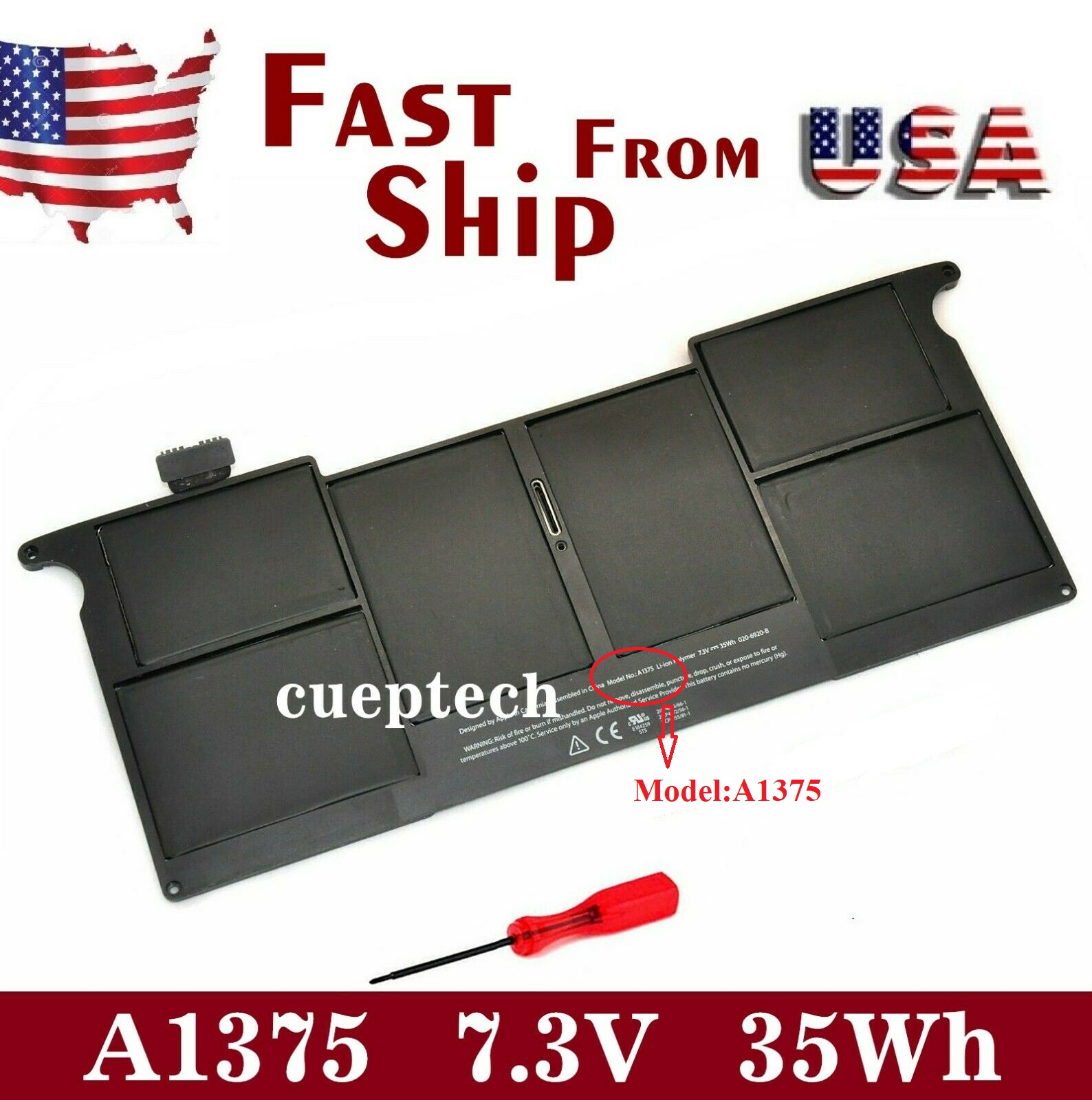 🎁 pin laptop macbook a1375 - 6 cell - for macbook air 11" a1370 late 2010 mc505ll/a mc506ll/a