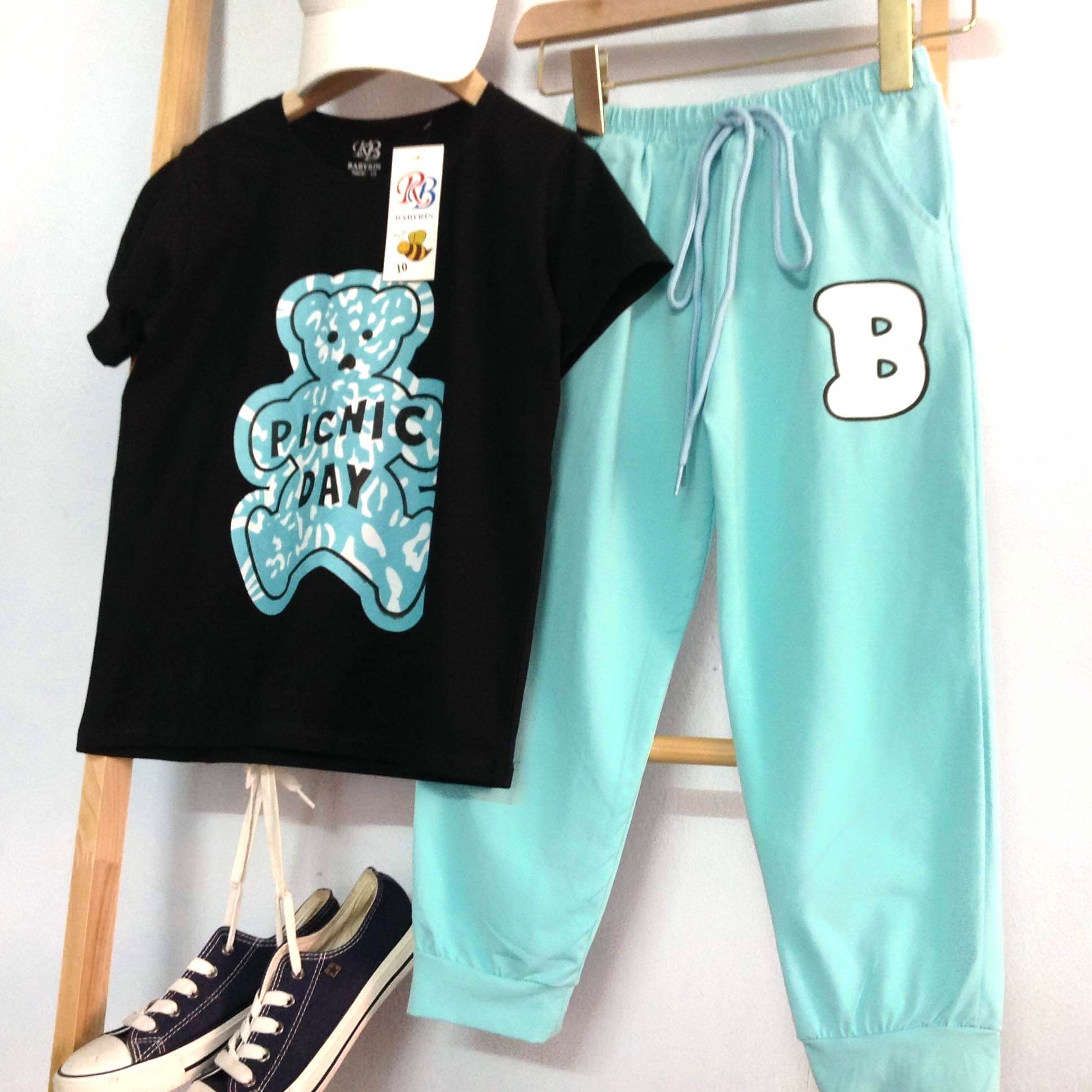 BỘ THUN HIP HOP BÉ GÁI HÌNH GẤU