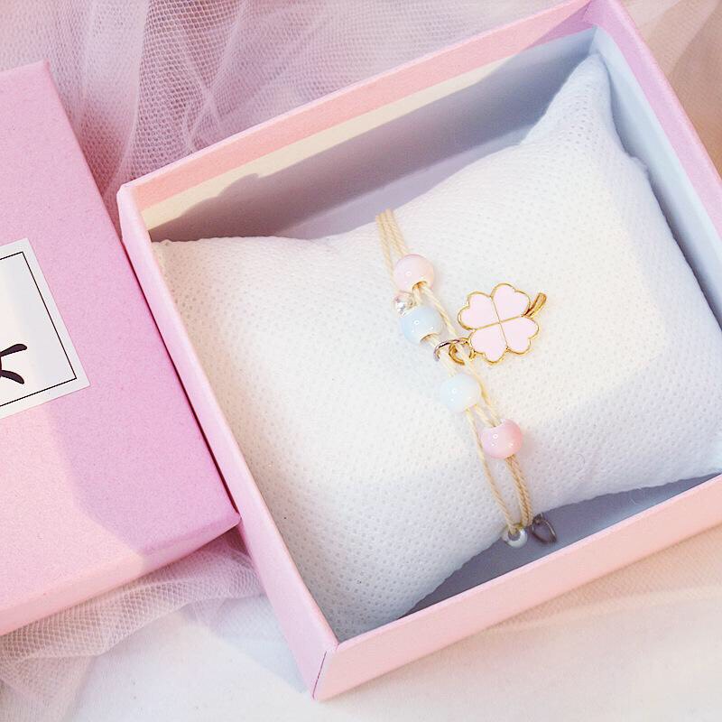 Lắc tay nữ dây dù mặt cỏ 4 lá xinh xắn LR3F