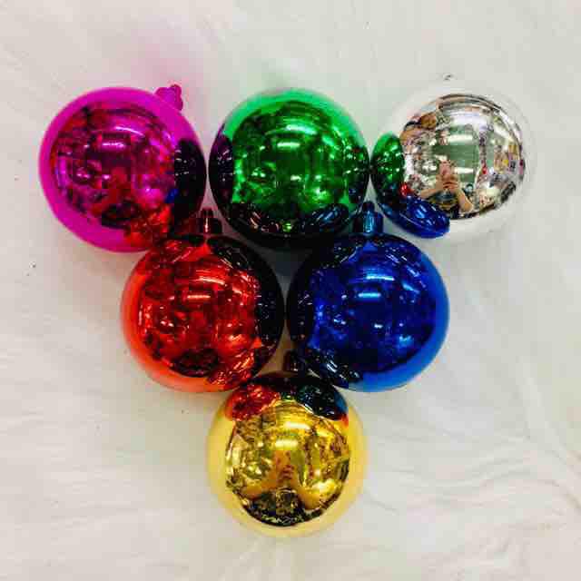 Set 6 trái châu bóng 6cm 8cm trang trí noel